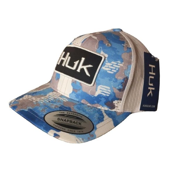 Huk Other - Huk Snapback Huk'd Up Angler Refraction Mesh Adjustable Hat Camo Blue